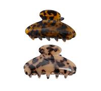 COLLBATH 2pcs Vintage Geometric Acetate Hair Claw Clips Women Jaw Clamps for Thick Fine Hair Stylish Leopard Print and Beige Clasp Accessories for Daily Use Bath Makeup Travel