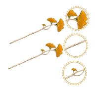 COLLBATH 2pcs Vintage Ginkgo Leaf Hair Sticks with Smooth Edges Elegant Bun Hair Pins for Women Long Styling Chignon Chopsticks Accessories