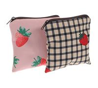 COLLBATH 2Pcs Waterproof Sanitary Pad Pouch Cute Cartoon Period Bag Zipper for Women Travel
