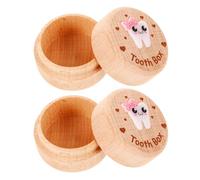 COLLBATH 2pcs White Ceramic Toothbrush Holder Inspired Wooden Tooth Holder Keepsake Box, Portable and Multifunctional Beige Wooden Tooth Storage Box with Modern Simple Elegant Aesthetic