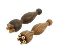 COLLBATH 2pcs Wooden Eye Massager Roller Stick with Green Sandalwood and Copper Head - Manual Facial Acupuncture Massage Tool for Eye Puffiness and Dark Circles Relief, Face Relaxation