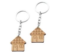 COLLBATH 2pcs Wooden House Keychain New Homeowner Keychain Car Key Rings Small House Keychain Mini Toy Keychain Cute Key Pendant Backpack Keychain New House Keychain Zinc Alloy Khaki