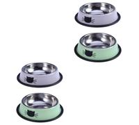 COLLBATH 2sets Stainless Steel Raised Cat Bowl Lid Pet Feeder for Cats Kittens and Pet Accessories 2pc*2