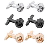 COLLBATH 3 Pairs Men Vintage Knot Cufflinks Tuxedo Studs with Smooth Surface Business Shirt Button Covers for Formal and Daily Wear Classic Retro Style Accessories