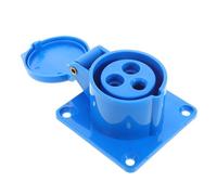 COLLBATH 3-pin Panel Mounted Socket Electric Power Socket 16a for Rv and Trailer Space-saving Design with Ip44 Protection Blue Pp Material for Camping and Caravan Use