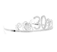 COLLBATH 30th Birthday Rhinestone Tiara Silver Number Crown Party Hair Accessory for Women and