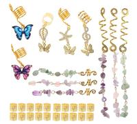 COLLBATH 31pcs Gold Dreadlock Accessories with Butterfly Star Pendants for Women Braiding Hair Charms for Secure Stylish Braids Elegant DIY Hair Jewelry for Various Occasions
