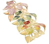 COLLBATH 3pcs Autumn Leaf Metal Hair Claw Clips Set Colorful Enamel Large Jaw Hair Clips for Women Natural Style in Green Orange Gold