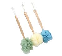 COLLBATH 3pcs Bath Back Scrubber Body Scrubber with Wooden Long Handle Gentle Delicate Bristles Remove Dead Skin Rich Bubble for Shower Can Be Hung in Bathroom Or Door