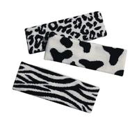 COLLBATH 3Pcs Black White Zebra Print Elastic Face Washing Headbands for Women Soft Stretchy Makeup Hairbands for Spa Yoga and Sports Comfortable Headdress