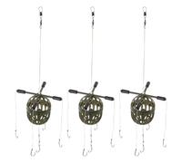 COLLBATH 3pcs Carp Feeder Bait Cage Kit with High Carbon Steel Hooks and Abs Material, Stable Hooked Design for Easy Use, for Lake Fishing and Outdoor Anglers
