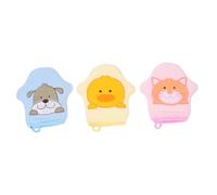 COLLBATH 3pcs Cartoon Bathing Gloves for Gentle Body Exfoliating and Scrubbing Shower Mitts in Yellow Blue Bath Accessory for Newborns