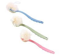 COLLBATH 3pcs Double-Sided Bath Shower Brush with Hanging Curved Long Handle Back Scrubber for Exfoliating and Cleaning Plastic Body Brush for Men and Women Random Colors Random Color