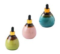 COLLBATH 3pcs Essential Oil Storage Bottles with Seal Dropper Multipurpose Refillable Perfume and Oil Containers for Aromatherapy Ceramic Sub Bottles in Blue Pink Green