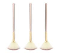 COLLBATH 3pcs Fan Contouring Brush with Soft Dense Bristles for Blending Highlighter and Powder Makeup Smooth Handle Cosmetic Brushes for Face Highlighting and Blush Application