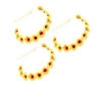 COLLBATH 3pcs Floral Headband Wreath Yellow Simulation Flowers for Weddings Festivals and Party Celebrations Lightweight and Elegant Hair Accessory for Women and Girls