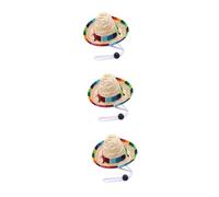 COLLBATH 3pcs Funny Dog Hat Dog Sombrero Cap Chihuahua Cosplay Costumes Mexican Party Supplies