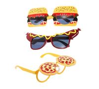 COLLBATH 3pcs Funny Food Shaped Sunglasses Burger Hot Dog Pizza Costume Eyewear for Party Photo Booth Props for Christmas Birthdays Beach Celebrations Fit for All Ages