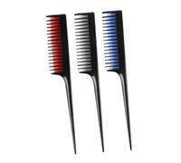 COLLBATH 3Pcs Hairdressing Rat Tail Combs Long Handle Salon Combs for Women Detangling and Styling with Smooth Teeth Thick Red Blue