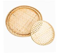 COLLBATH 3Pcs Hand Woven Bamboo Bread Baskets Household Mesh Strainers Versatile Kitchen Accessory for Bread Fruit and Snack Storage Wicker Design