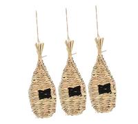 COLLBATH 3Pcs Handmade Woven Bird Nests Durable Hanging Bird Houses for Garden Decor Natural Reed Grass Design Safe and Comfortable Home for Pet