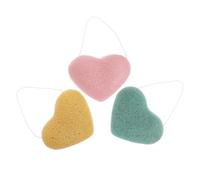 COLLBATH 3pcs Heart-shaped Facial Sponges Deep Cleansing Exfoliating Pads for Makeup Removal Reusable Professional Face Pads for Skin Purifying and Oil Control