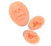 COLLBATH 3pcs High Simulation Realism Silicone Ear Nose Mouth Model Set Soft Flexible Reusable Body Parts for Piercing Practice Training Teaching Aid Skin Color