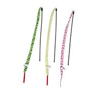 COLLBATH 3pcs Interactive Cat Teaser Wand with Furry Snake and Crinkle Paper Plush and Plastic Construction for Indoor Play Comfortable Grip Kitten for Sensory Stimulation and Active