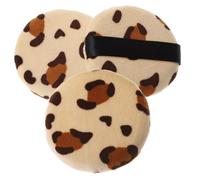 COLLBATH 3pcs Leopard Print Powder Puff Trio Soft Fluffy Makeup Applicators Comfortable Skin-friendly Cosmetic Tools for Beginners Random Color
