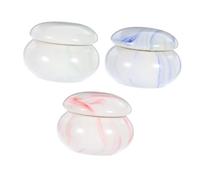 COLLBATH 3pcs Marble Pattern Mini Sealed Storage Jars with Lids Small Cosmetic Containers for Lip Balm Face Cream Multipurpose Makeup Pots