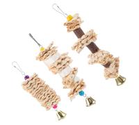 COLLBATH 3pcs Parrot Toys Set Natural Straw Woven Chew Toys For Parakeets Bird Cage Accessories Parakeet Toy Hanging Parrot Toy Bite Bird Toy
