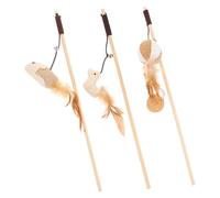 COLLBATH 3pcs Pet Cat Teaser Pet Cat Pet Cat Wand Cat Fishing Pole Balls Teazys Puzzle Cat Teaser Cat Feeder Kittens Wooden