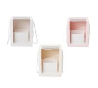 COLLBATH 3pcs Portable Flower Packing Boxes with Clear PVC Window Large Pink White Beige Storage Cases for Birthday Party Wedding Presentation and Accessories Organizer