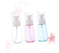 COLLBATH 3pcs Portable Mini Spray Bottles Transparent Pink Blue Refillable Plastic Containers with Thick Bottom U Shape Body for Makeup Skincare Sunscreen and Travel Use