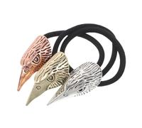 COLLBATH 3pcs Punk Viking Hair Ties Elastic Skull Ponytail Holders Crow Head Design Stable Strong Hold Lightweight for Women Parties Costumes Everyday Use