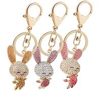 COLLBATH 3pcs Rabbit Keychain Cute Plush Rabbit Bunnies Bunny Keychain Feeder Hay Rhinestone Brooch Pin Pendant Bunny Supplies Buns Rat Holder Hamster Pig Fairy Keychain Alloy