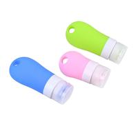 COLLBATH 3pcs Refillable Travel Bottles Silicone Squeeze Containers for Toiletries Cosmetic Dispenser Portable Pink Blue Green for Shampoo Shower Gel