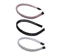 COLLBATH 3pcs Rhinestone Crystal Headbands for Women and Sparkling Hair Hoops with Silver White Black and Silver Colors Elegant Party and Wedding Hair Accessories