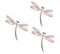 COLLBATH 3pcs Rhinestone Dragonfly Brooch Pin Elegant Alloy Crystal Insect Lapel Accessory for Women for Weddings Parties Business Events Premium Quality Eye Catching Design