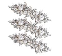 COLLBATH 3pcs Rhinestone Pearl Hair Clips Metal Alloy Duckbill Barrettes for Women Wedding Party Vintage Crystal Flower Hairpins Secure Hold Thick Hair Accessories
