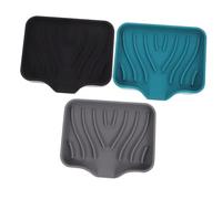 COLLBATH 3pcs Silicone Soap Dishes Draining Bar Soap Holders Bathroom Countertop Trays Self-draining Design Stand Kitchen Cleaning Sponge Holder
