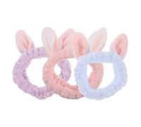 COLLBATH 3pcs Skin Care Headband Rabbit Ears Spa Headband for Women Fashionable Kawaii Animal Ear Hairband