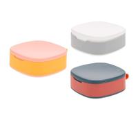 COLLBATH 3Pcs Small Portable Medicine Organizer with Compartments Plastic Daily Pill Container for Tablets Vitamins and Supplements Convenient Travel Storage Box in Blue Pink and Grey