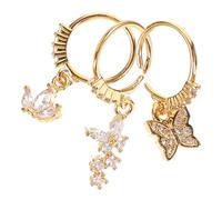 COLLBATH 3pcs Stainless Steel Butterfly Nose Rings Crystal Decor Small Piercing Studs for Stage Performance and Dances Chic Long Serving Life Nose Piercing Jewelry