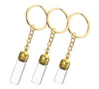 COLLBATH 3Pcs Travel Refillable Perfume Glass Bottles Keychain with Gold Acrylic Caps Essential Oil Bottles Pendant for Portable Fragrance Small Medium Large and Elegant Design