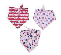 COLLBATH 3pcs Triangle Dog Bibs Scarf Pet Bandanas Soft Adjustable Drool Bibs for Dogs Usa Flag Design Bandanas for Holiday