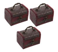 COLLBATH 3pcs Vintage Jewelry Box with Lock and Lid Portable Handheld Treasure Chest for Organized Trinket Storage Scratch-resistant Red Decorative Keepsake Box for Home Display