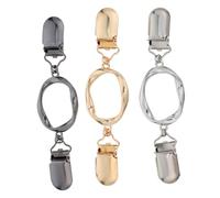 COLLBATH 3pcs Vintage Sweater Clips for Women - Retro Metal Cardigan Collar Clamps Shawl Closure Clips in Silver, Gold, and Gun Black - Clothing Neckerchief Brooch Pins for Sweater
