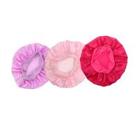 COLLBATH 3pcs Wide Brim Elastic Night Hats for Sleeping Breathable Comfortable Candy Color Bonnet Rosy Light Purple Light Pink Rose Red