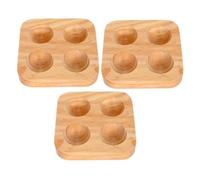 COLLBATH 3pcs Wood Egg Tray Organizer for Refrigerator and Kitchen Countertop Shockproof Double Row Egg Storage Box for Space Saving and Easy Access